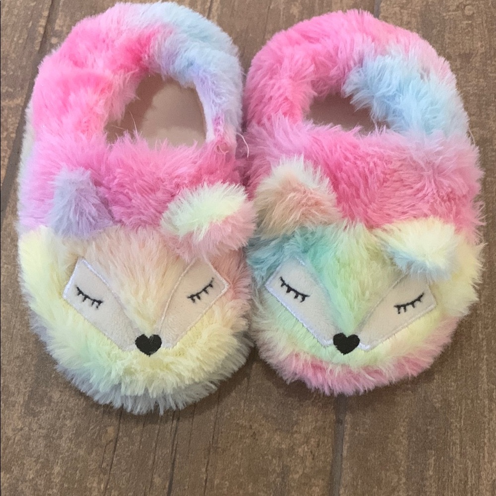 Fuzzy Multicolor Animal Slippers